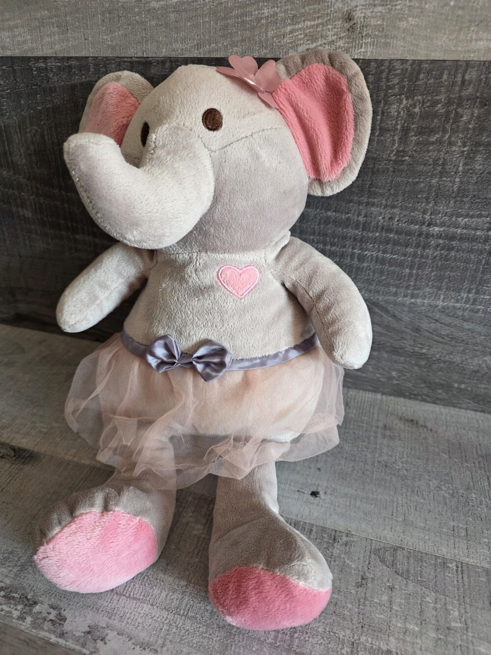 The Peanutshell Bella Ballerina Gray Elephant Plush Pink Tutu Ballet 14” b273